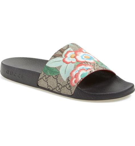 gucci slides aqua floral 890|Gucci floral slides nordstrom.